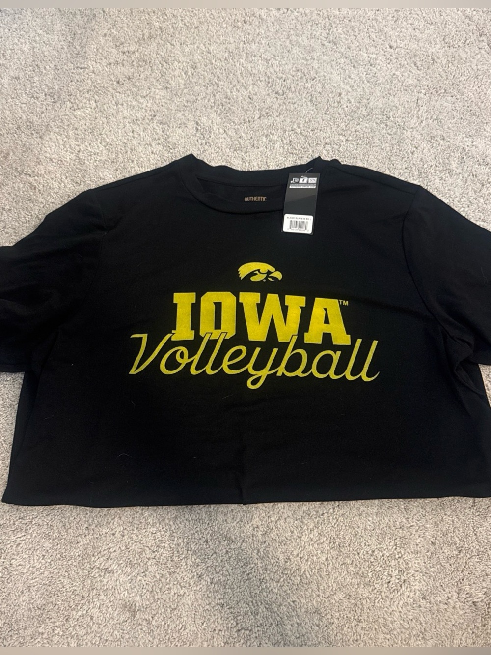 Iowa Volleyball Black Tee with Yellow Logo -